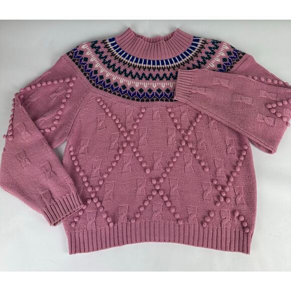 Cabin Creek Sweaters - Vintage Cabin Creek Size Medium Fair Isle Crew Neck Sweater Pom Pom Sweater